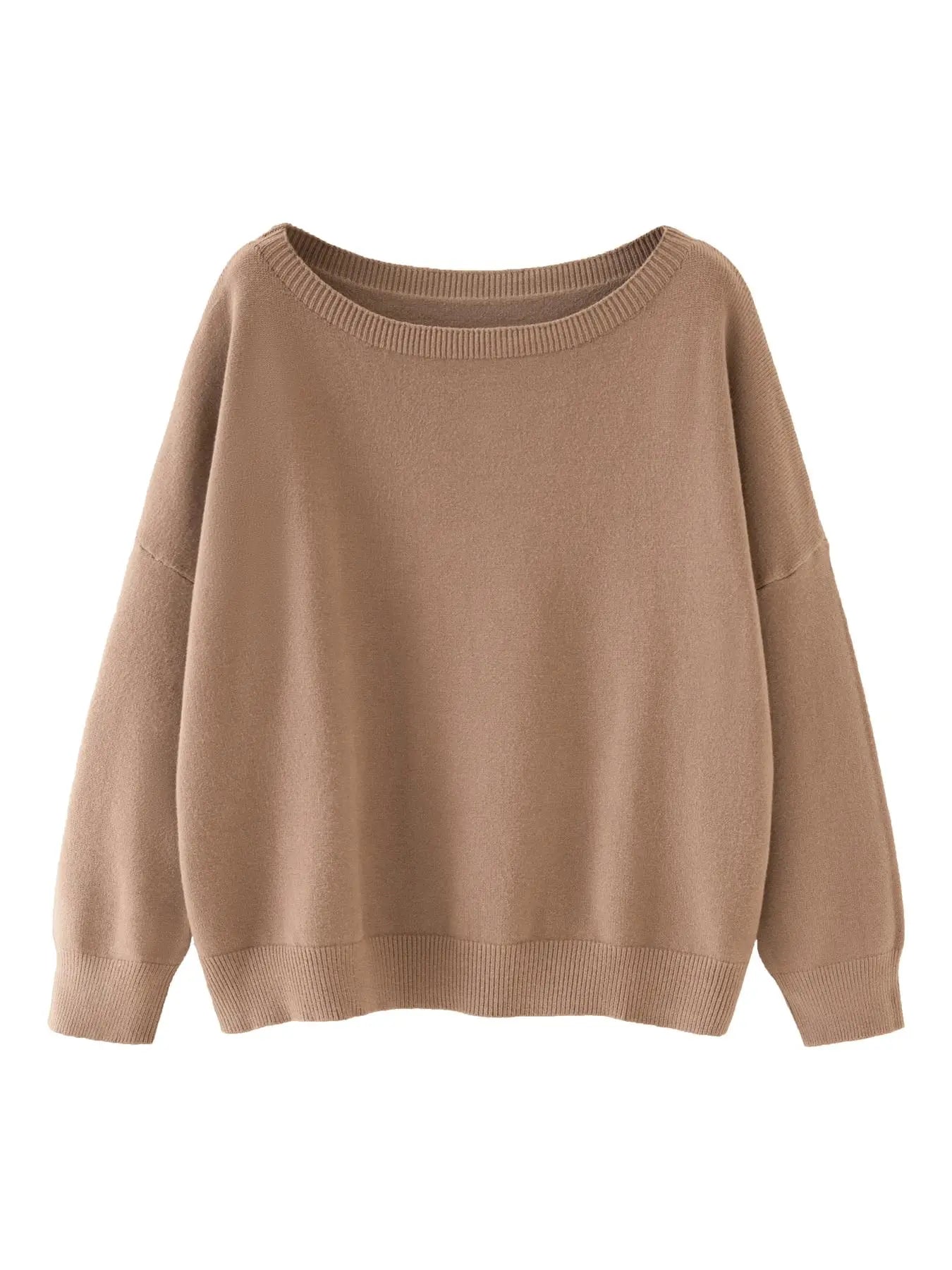 Scoop Neck Knitted Sweater
